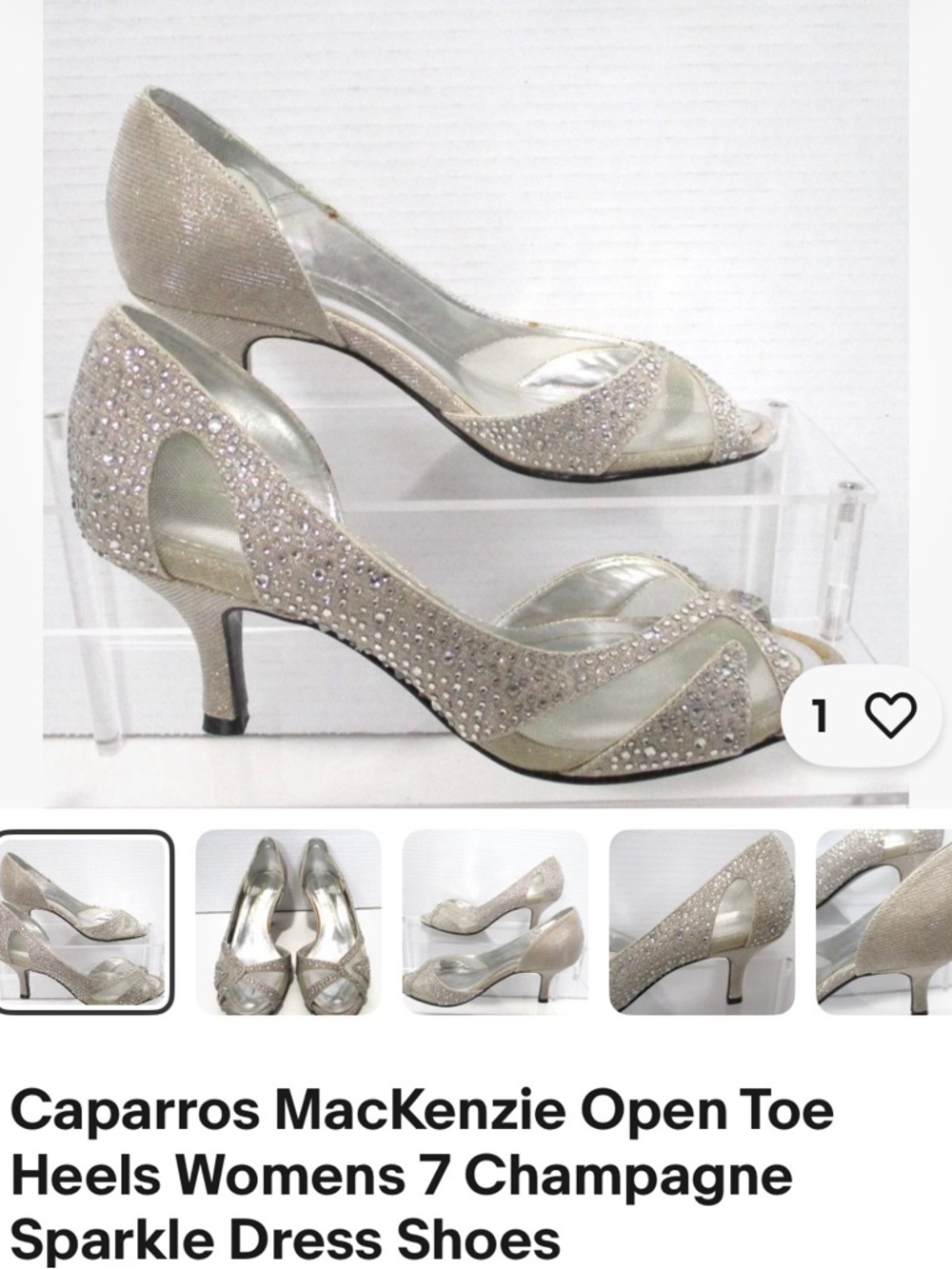 Caparros champagne sparkle open-toe heels
